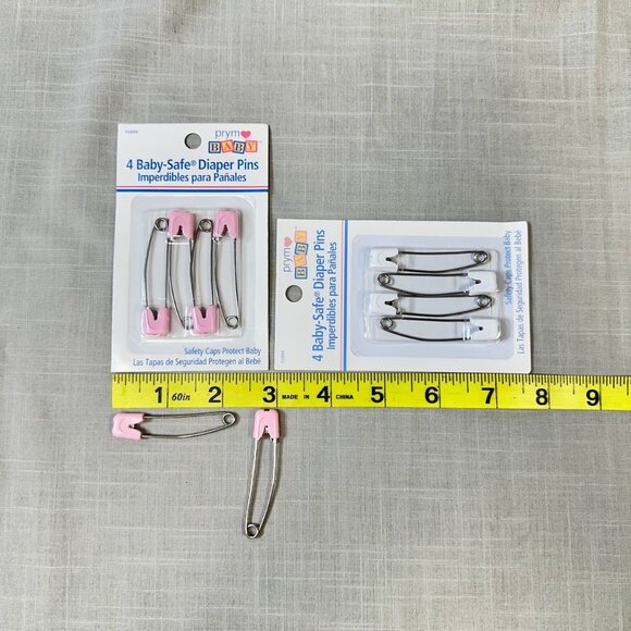 NIB Prym 20 Baby Safe Diaper Pins Blue Pink and White - Picture 2 of 9